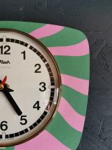 Horloge vintage pendule murale silencieuse "Rose vert"