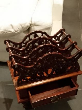 BAISSE DE PRIX ancien porte revues vintage en bois