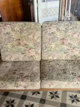 Rare ensemble fauteuils et banquette éventail
