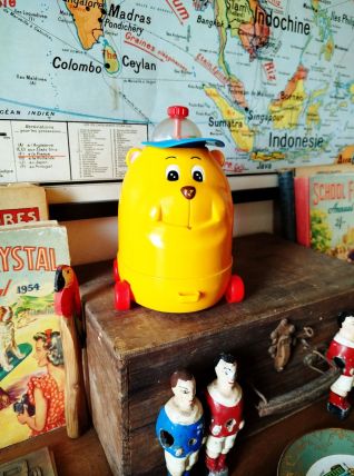 Jouet vintage chien jaune jouet rétro collection enfant