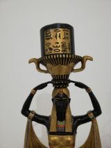 Statuette Serviteur nubien figurine Egyptienne avec bougie -