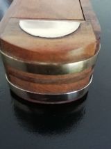 Plumier D'écolier En Bois Et Laiton Ancien 