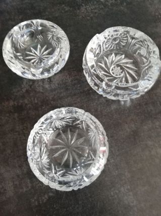 Lot de 3 cendriers en cristal de Pologne