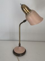 Lampe vintage 1950 style cocotte rose dorée bureau - 43 cm