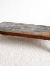 Table basse herbier en terre-cuite style Garnier, vers 1960 