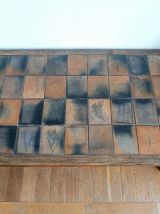 Table basse herbier en terre-cuite style Garnier, vers 1960 