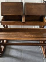 Authentique bureau d’écolier ancien en bois massif