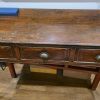 Bureau ancien en orme massif – 3 tiroirs