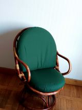 Paire de fauteuils pivotants en rotin 1970
