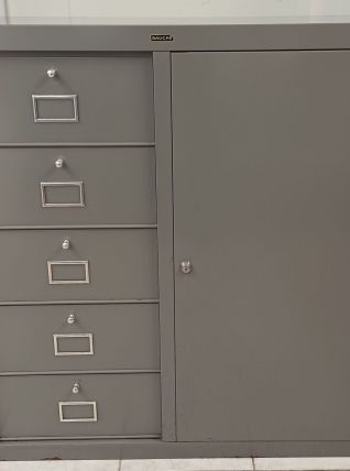 Meuble métallique Bauche 5 tiroirs + armoire à serrure