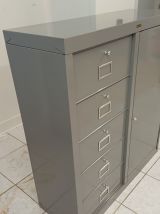 Meuble métallique Bauche 5 tiroirs + armoire à serrure