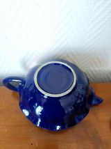 Théière céramique bleu art déco à la grenouille 