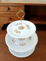Présentoir à gâteaux en porcelaine ancienne 