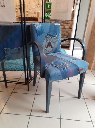 Paire de Fauteuils Bridge  Art-déco refaits en jean