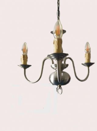 Lustre 3 branches bougies laiton