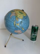 Globe vintage 1960 terrestre doré Taride tripode mappemonde 