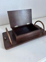 Porte-cigarettes vintage 1960 distributeur bois métal cuivre