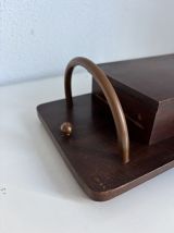 Porte-cigarettes vintage 1960 distributeur bois métal cuivre