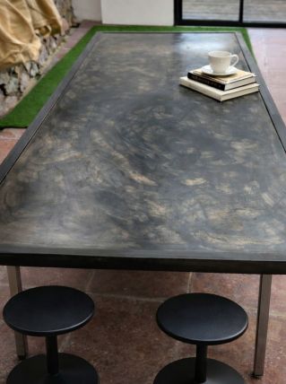 Table industrielle loft métal patiné – pièce unique – 206 cm