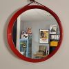 Miroir rouge rond mural vintage années 70 