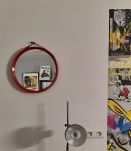 Miroir rouge rond mural vintage années 70 