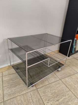 Table basse space age années 70 en verre 