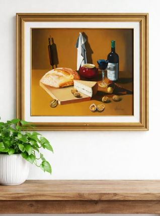 Huile sur toile nature morte signée Frechin 