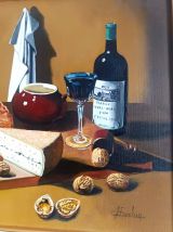 Huile sur toile nature morte signée Frechin 