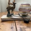 Lampe de Table Vintage Années 50/60 - Biche en Bronze et Glo