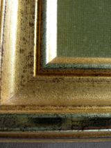Paysage miniature peint sur plume d’oiseau 