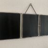Miroir vintage 1950 triptyque barbier simili lézard noir coi