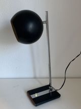Grande lampe vintage 1960 eyeball design noir et bois bureau