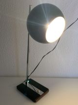 Grande lampe vintage 1960 eyeball design noir et bois bureau