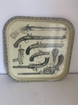 Plateau en métal guns design style Piero Fornasetti vintage 
