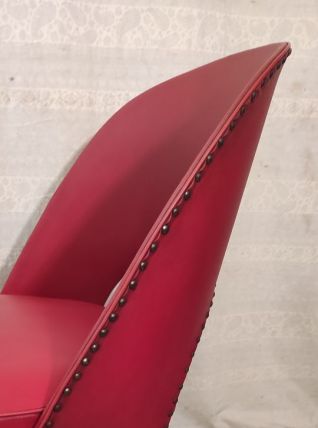 Fauteuil coktail par Thonet similicuir rouge Bauhaus - 50's