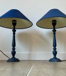 Paire de lampes bois bleu marine classic 57x25   tres belle