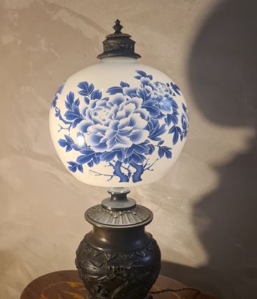 lampe dragon  bronze 1900  art nouveau verre remplacé tres b