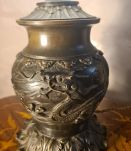 lampe dragon  bronze 1900  art nouveau verre remplacé tres b