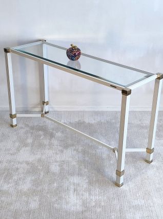 Iconique console à entretoise signée Pierre Vandel Paris 