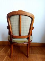 Fauteuil cabriolet vert Louis XV 