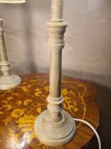 Paire de lampes bois  classic  abat jour osier 44x20 elec ok