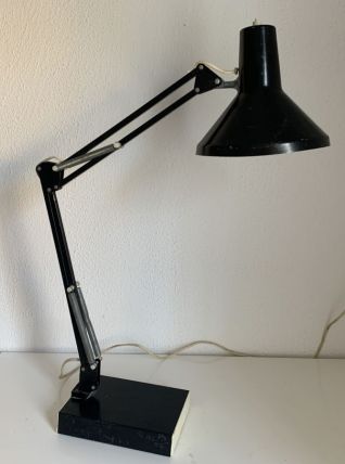 Lampe vintage 1970 d'architecte Twist noire bureau - 70 cm