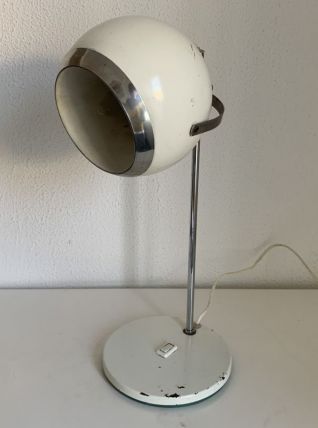 Grande lampe vintage 1960 eyeball blanche mid-century bureau