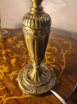 paire de lampes chevet laiton empire 34x14 elec ok abat jour