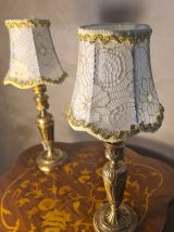 paire de lampes chevet laiton empire 34x14 elec ok abat jour