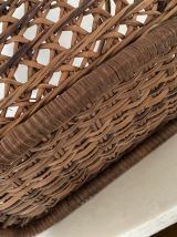 Panier ancien en cannage style bohéme