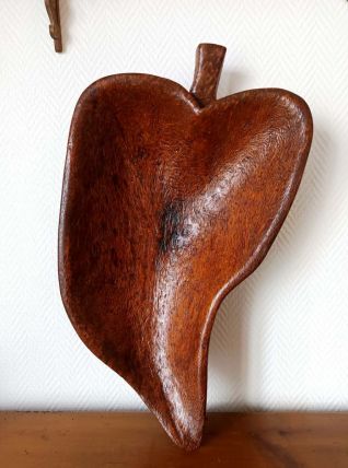 Grande coupe en bois brutaliste, 65 cm 