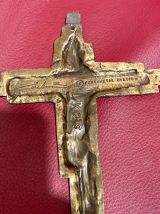 Rare Crucifix Brutaliste en Bronze à la Cire Perdue - Signé 
