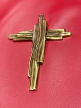 Rare Crucifix Brutaliste en Bronze à la Cire Perdue - Signé 