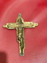 Rare Crucifix Brutaliste en Bronze à la Cire Perdue - Signé 
